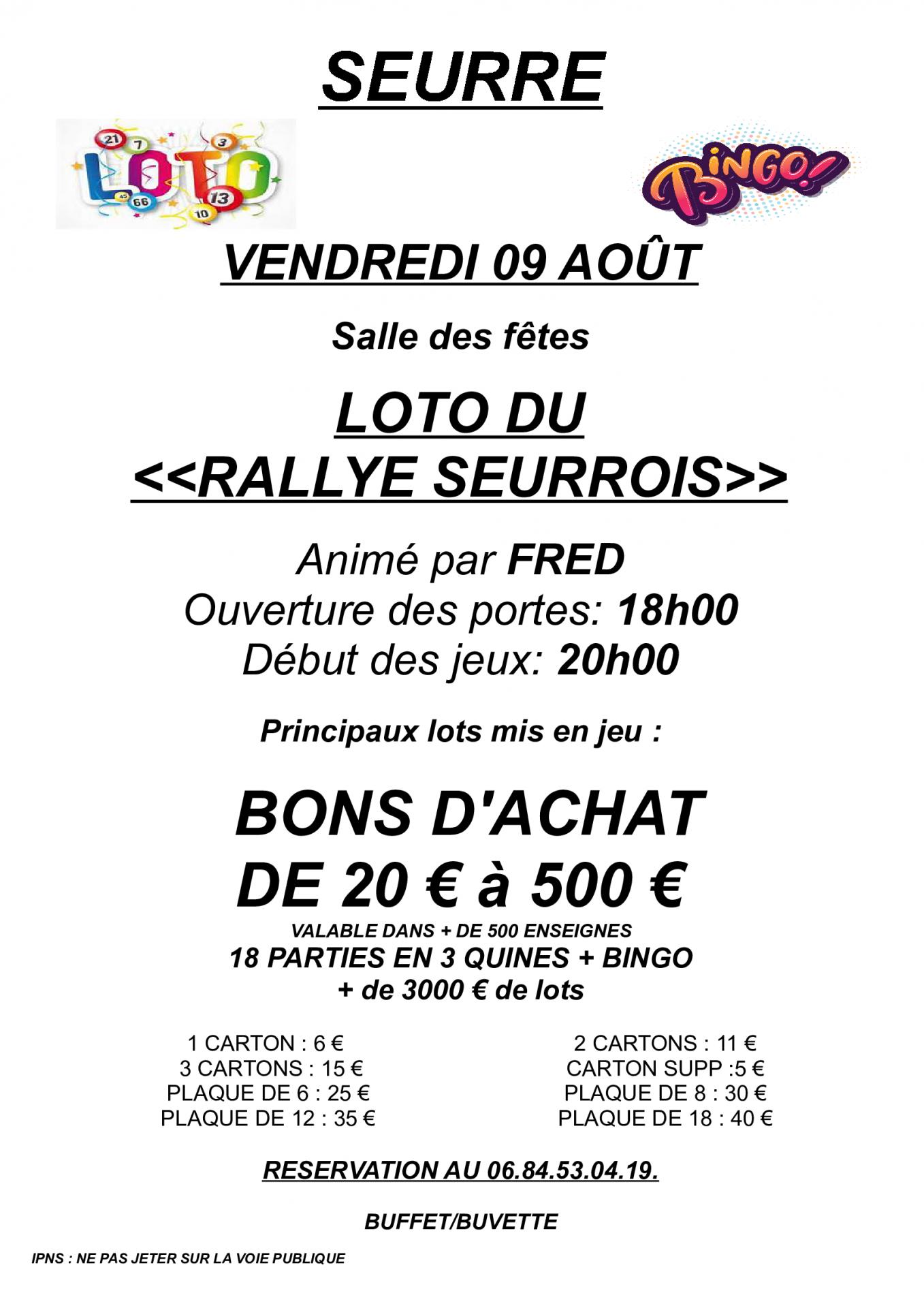 Affiche loto Rallye Seurrois