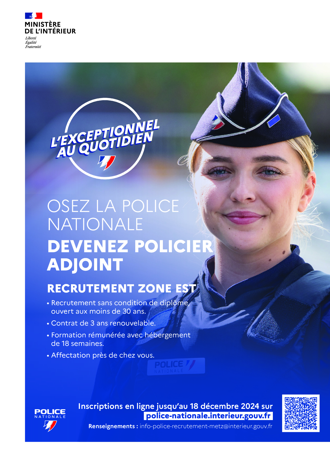 Devenez policier adjoint recrutement zone est